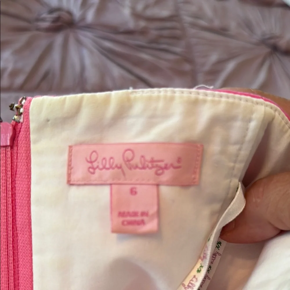 Lilly Pulitzer Strapless Dress in‎ Elegant Pink-with rhinestones/beads-worn 2x - Picture 6 of 8